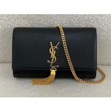 Saint Laurent KATE medium TASSEL IN GRAIN DE POUDRE EMBOSSED LEATHER BLACK/gold 2024(original quality)