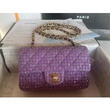 Chanel Tweed 1116 Classic Flap Bag purple 2023