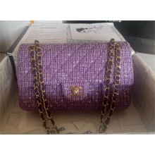 Chanel Tweed 1112 Classic Flap Bag purple 2023