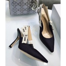 Dior Heel 9.5cm J'Adior Slingback Pumps High-Heeled Shoe Technical Fabric/Canvas Black 2018 