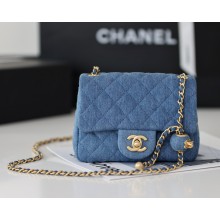 chanel Denim & Gold Metal Blue mini flap bag AS1786 2022(ORIGINAL QUALITY)
