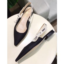 Dior J'Adior Slingback Ballet Flat Pumps Shoe Technical Fabric/Canvas Black 2018