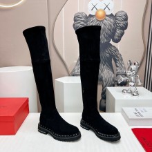 Valentino Garavani Rockstud thigh-high boots in suede leather 2023