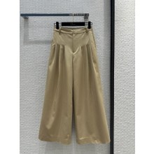 dior Beige Cotton Gabardine Pleated Flared Pants 2024 