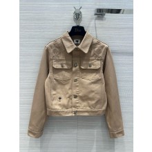 dior Beige Cotton Denim with Multicolor Butterfly Around The World Motif JACKET 2024 