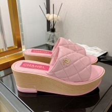 chanel G38555 sheepskin mules light pink 2022