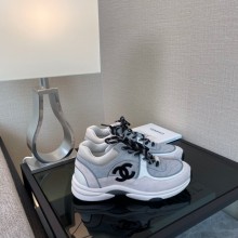 chanel Fabric & Suede Calfskin Gray & White sneakers G38299