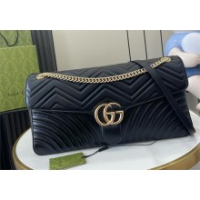 GUCCI GG Marmont large shoulder bag IN Black matelassé chevron leather 788371 2024