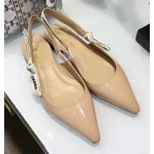 Dior J'Adior Slingback Ballet Flat Pumps Shoe Patent Leather Apricot 2018