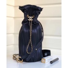 Chanel Calfskin Coco Pleats Medium/Large Backpack Bag A57142/A57146 Black 2018