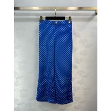 chanel Printed Silk Twill Blue & White PANTS P76723 2024