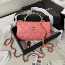 Chanel Clutch with Chain in Lambskin and Imitation Pearls AP3512 PINK 2023