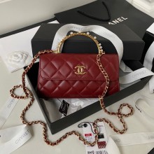 Chanel Clutch with Chain in Lambskin and Imitation Pearls AP3512 BURGUNDY 2023