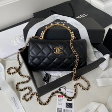 Chanel Clutch with Chain in Lambskin and Imitation Pearls AP3512 BLACK 2023