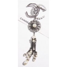 Chanel Tree Tassel Long Brooch AB0324 Pearly White/Gray 2018