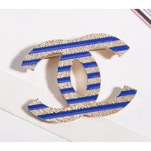 Chanel Stripes CC Brooch AB0780 Gold/Blue 2018