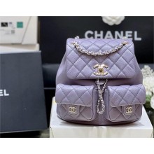 Chanel Grained Calfskin & Gold-Tone Metal small backpack AS3860/AS3787 PURPLE 2024(original quality)