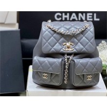 Chanel Grained Calfskin & Gold-Tone Metal small backpack AS3860/AS3787 GRAY 2024(original quality)