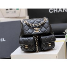 Chanel shiny Calfskin & Gold-Tone Metal small backpack AS3787 BLACK 2024(original quality)