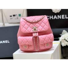 Chanel shiny Calfskin & Gold-Tone Metal backpack AS3860 PINK 2024(original quality)