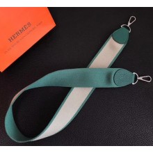 Hermes Wide Fabric Shoulder Strap Green/Silver 