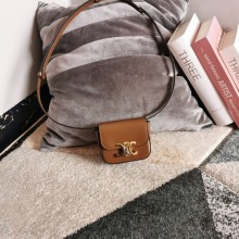 CELINE mini Triomphe Bag in shiny calfskin tan