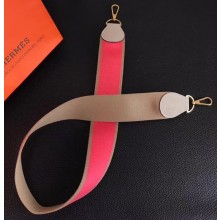 Hermes Wide Fabric Shoulder Strap Taupe/Pink 
