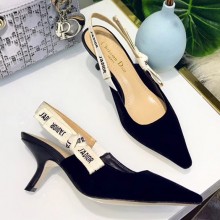 Dior Heel 6.5cm J'Adior Slingback Pumps High-Heeled Shoe Velvet Black 2018