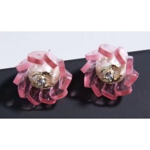 Chanel Pearl Bloom Stud Earrings Pink/Gold/Crystal/White 2018