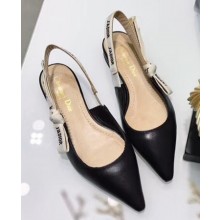 Dior J'Adior Slingback Ballet Flat Pumps Shoe Calfskin Black 2018
