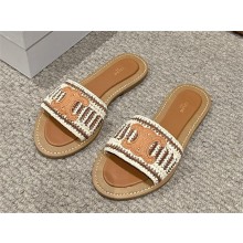 Celine LYMPIA Mules In RAFFIA and Calfskin Brown 02 2024
