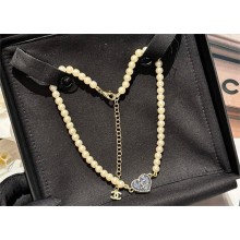 chanel Metal & Glass Pearls Gold, Blue & Pearly White CHOKER ABC711 2024
