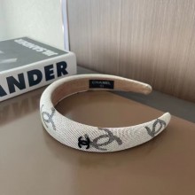 chanel cc printed white headband 2022