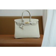 Hermes birkin 25 bag in ostrich leather parchemin handmade