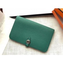Hermes Dogon Duo Wallet in togo leather malachite