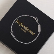 saint laurent CASSANDRE CHARM BRACELET IN METAL AND RHINESTONE silver 2024