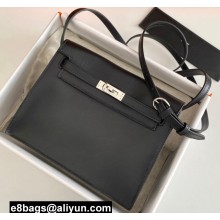 Hermes Evercolor Kelly Danse Shoulder bag Black with Silver Hardware (full handmade)