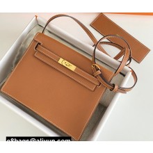 Hermes Evercolor Kelly Danse Shoulder bag Golden Brown with Gold Hardware (full handmade)