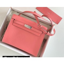 Hermes Evercolor Kelly Danse Shoulder bag Rouge Pink with Silver Hardware (full handmade)
