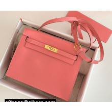 Hermes Evercolor Kelly Danse Shoulder bag Rouge Pink with Gold Hardware (full handmade)