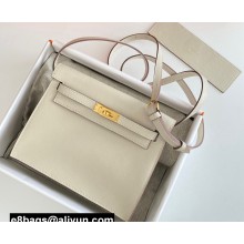 Hermes Evercolor Kelly Danse Shoulder bag White with Gold Hardware (full handmade)