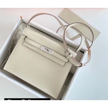 Hermes Evercolor Kelly Danse Shoulder bag White with Silver Hardware (full handmade)