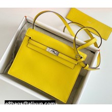 Hermes Evercolor Kelly Danse Shoulder bag Yellow with Silver Hardware (full handmade)