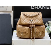 Chanel Grained Calfskin & Gold-Tone Metal small backpack AS3860/AS3787 TAN 2024(original quality)