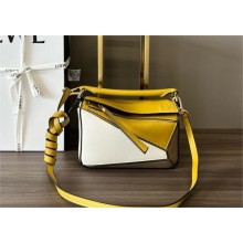 Loewe Mini Puzzle bag in classic calfskin Ochre/Soft White 2024