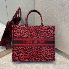 dior fuchsia Multicolor Mizza Embroidery large book tote