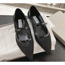 Jimmy choo Carolyn Flat Black Mesh & Patent Leather Flats black 2024