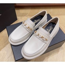 Chanel  loafers Moccasins with Heart Logo Flower Calfskin Beige 2024