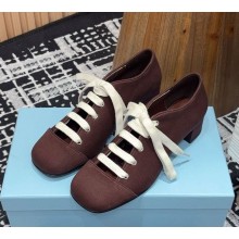 Prada lace-up cloth pumps coffee 2024