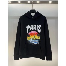 Balenciaga Paris Tropical Round Hoodie Oversized in Black 2023